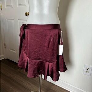 NWT Wilfred maroon silk wrap skirt small